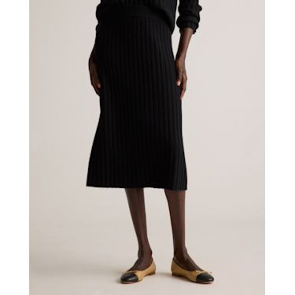 Quince Black Ribbed Midi Skirt